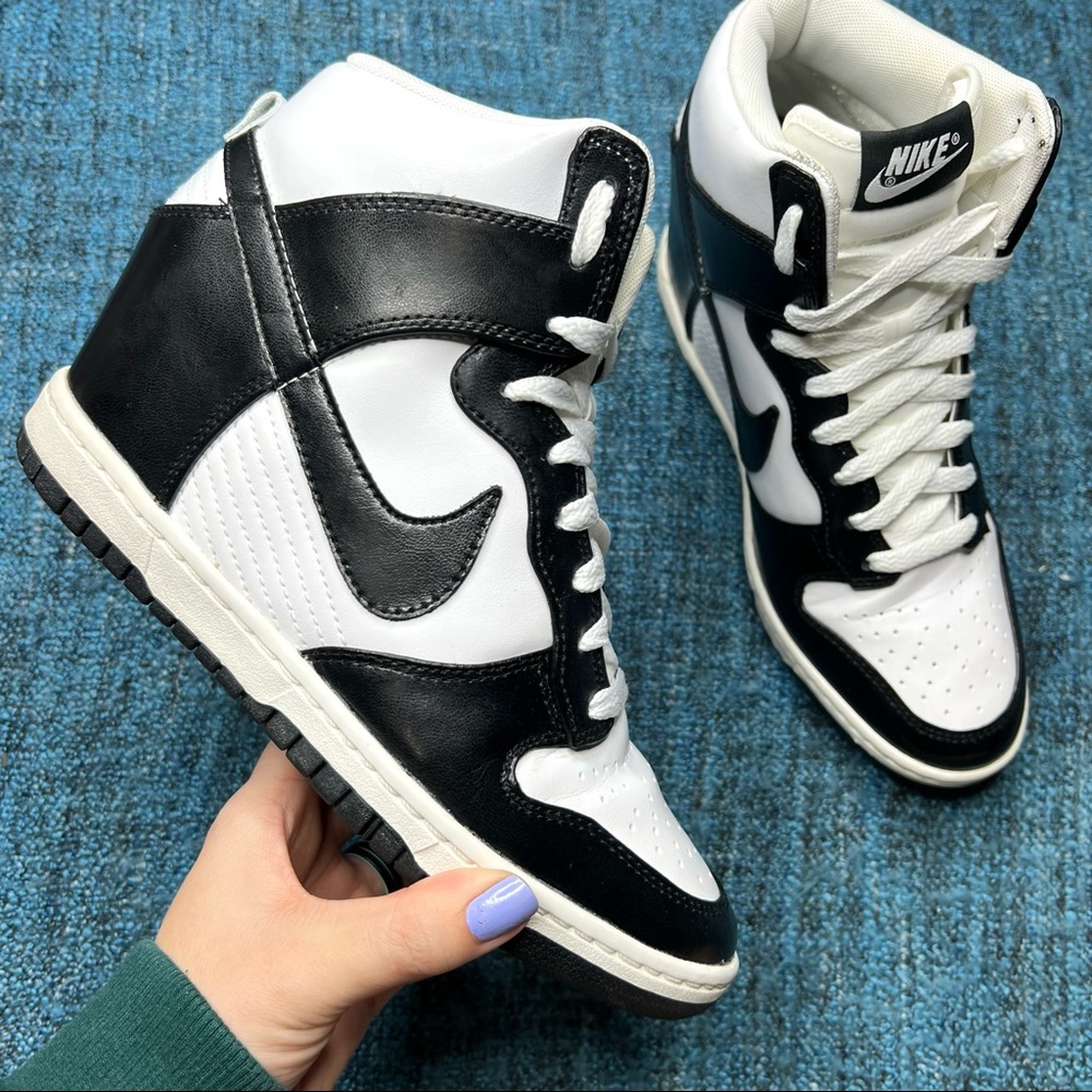 Nike Dunk Sky High Hidden Wedge Sneakers in Panda Black White